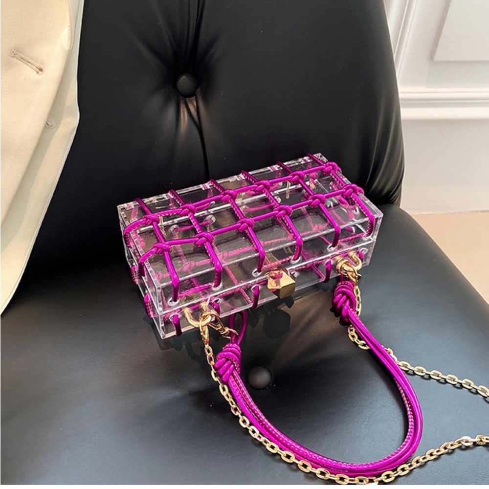 Hot Pink & Clear Acrylic Clutch View 2